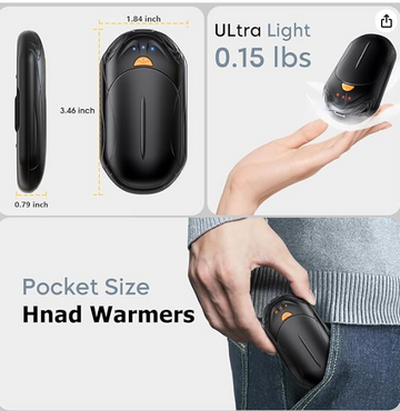 AI Hand Warmers Rechargeable 2 Pack, 6000mAh Electric Hand Warmers, AI Smart Chips 20Hrs Long Safe Heat, Portable Pocket Heater, Gifts for Christmas, Outdoor, Golf, Hunting, Camping Accessories
